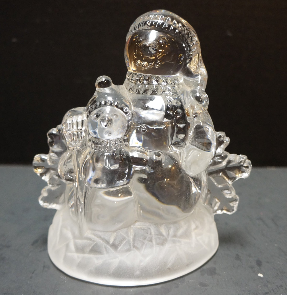 Cristal d'Arques France Lead Crystal Snowman Snowmen Figurine