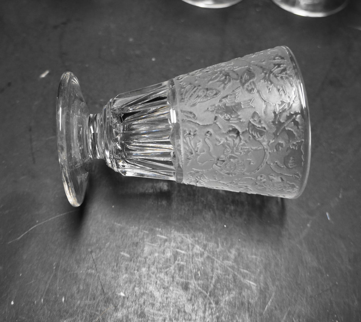 Paden City Spring Orchard Etched Flowers Birds Juice Glasses Set of 8
