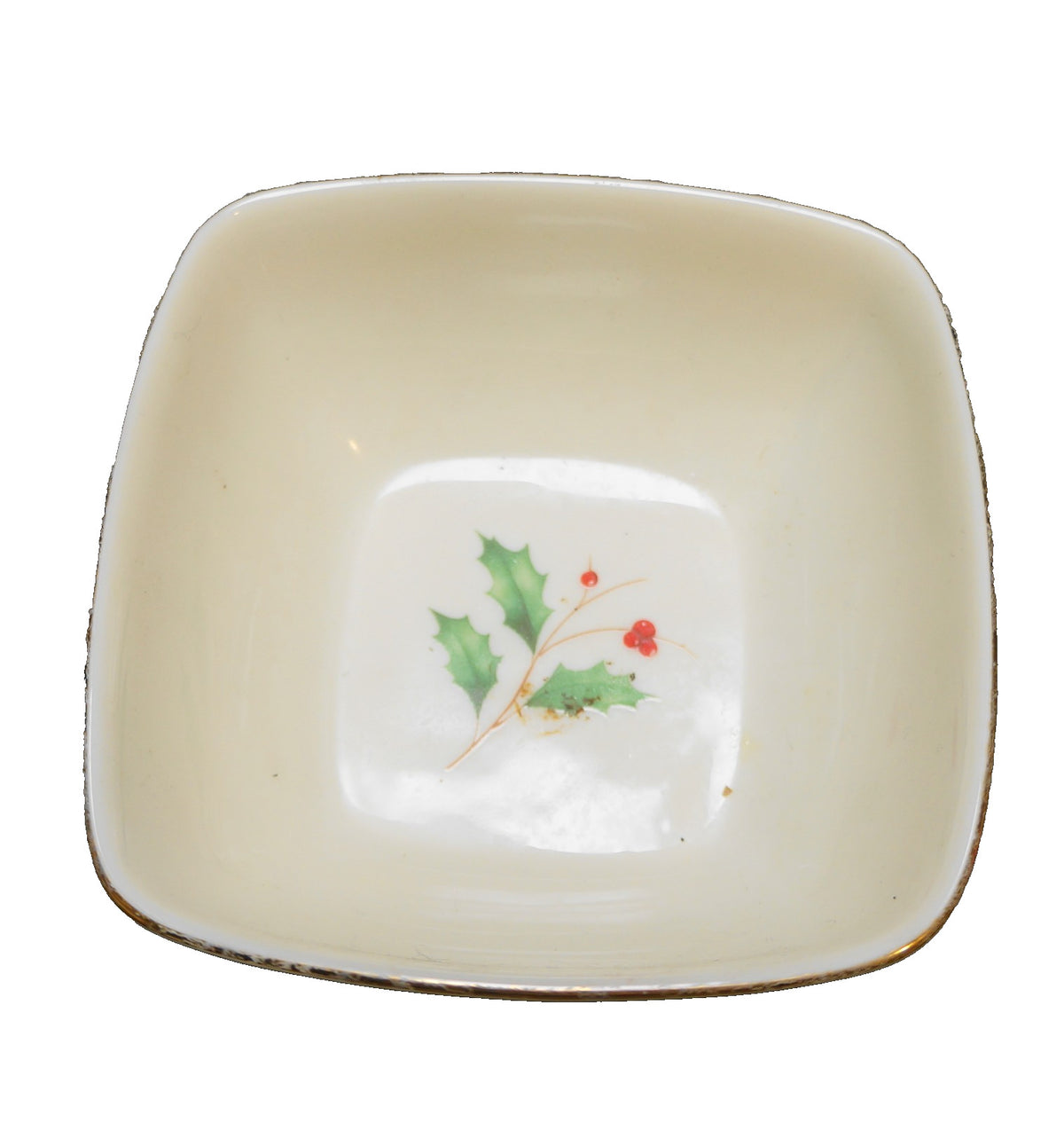 Lenox Holiday Dimension Holly Berry Square Dipping Bowl