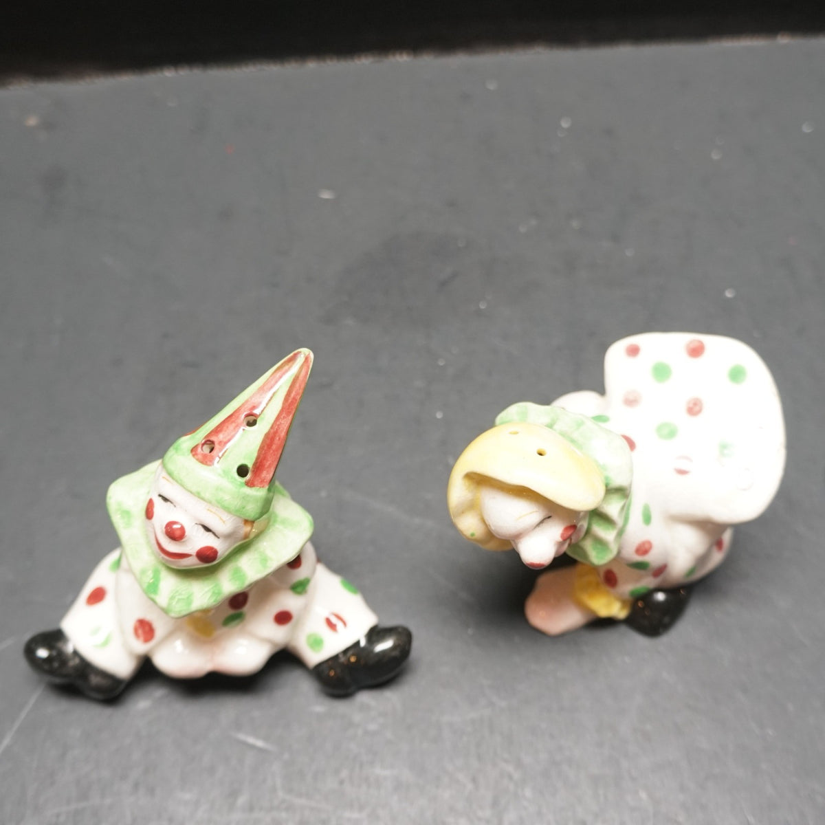 Clown Tumbling Circus Act Hand Painted Salt Pepper Shakers Japan