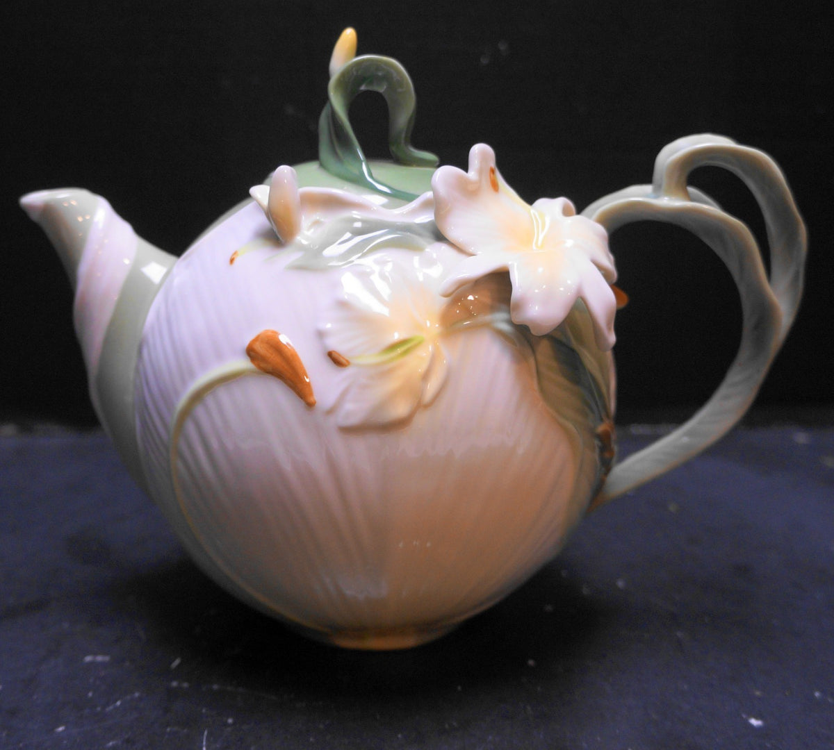 Pier 1 Ginger Lily Teapot Hand Painted Porcelain