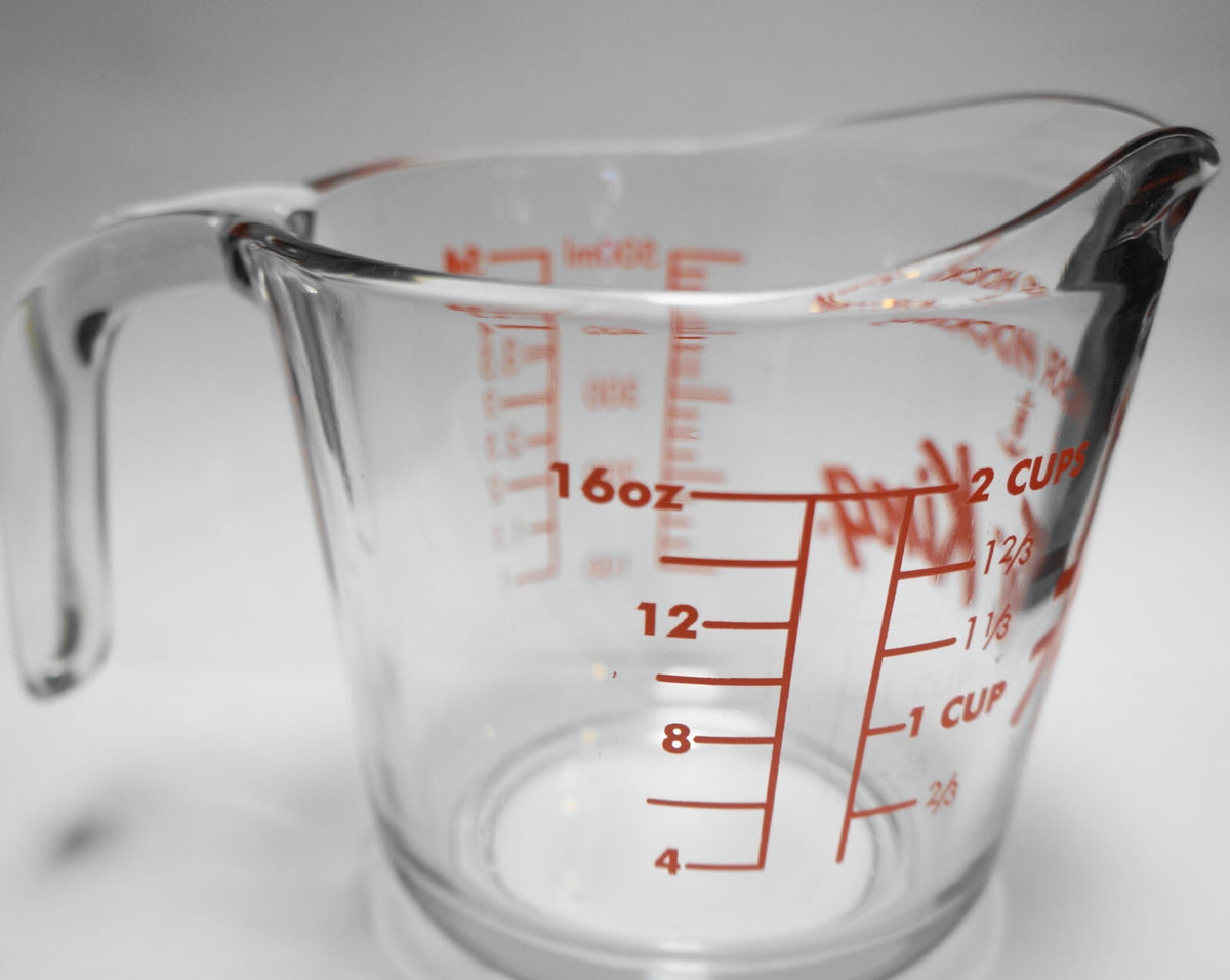 Retro Anchor Hocking Fire-King 2 Cup Measuring Cup Red Print
