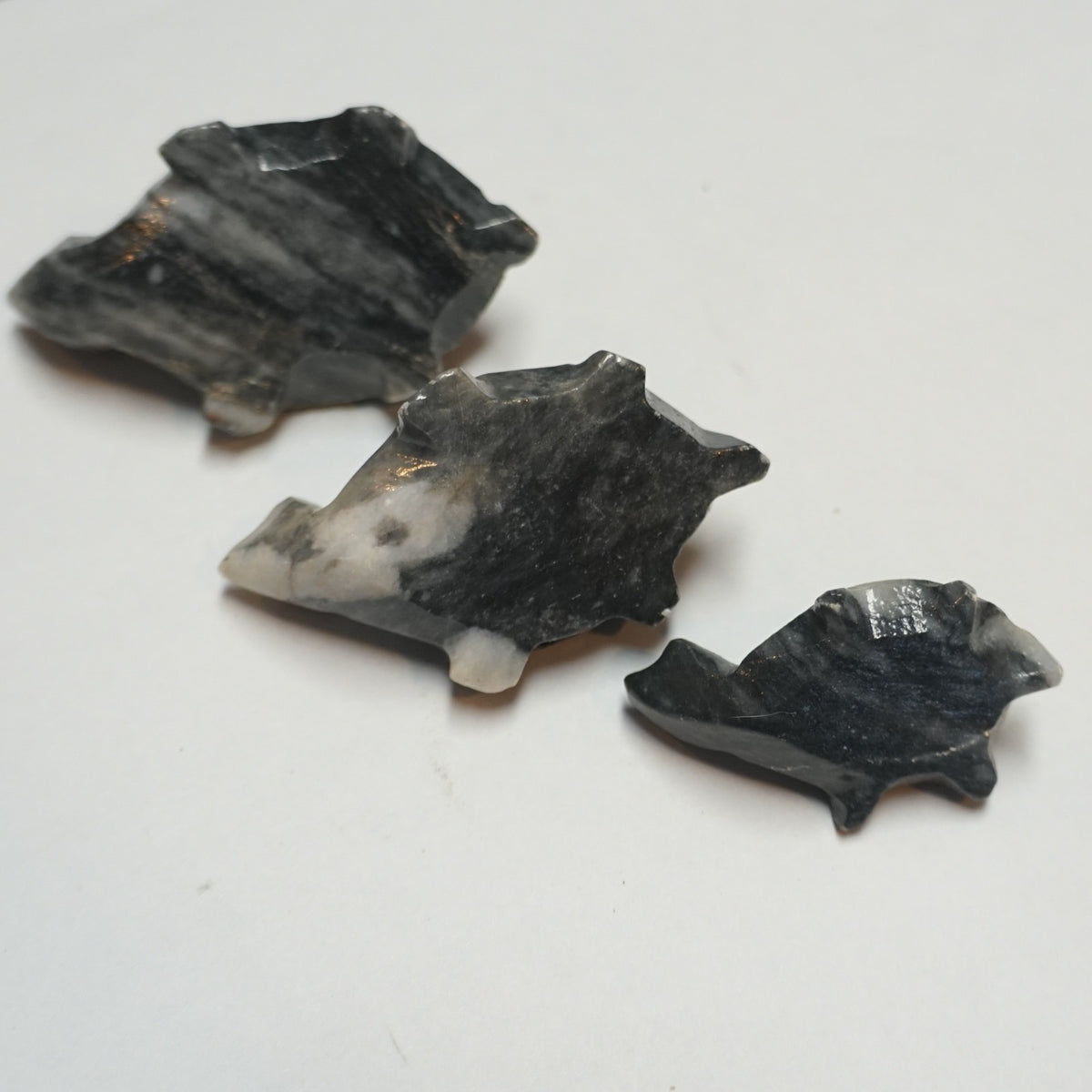 Hand Carved Turtle Figurines Dark Stone Set of 3