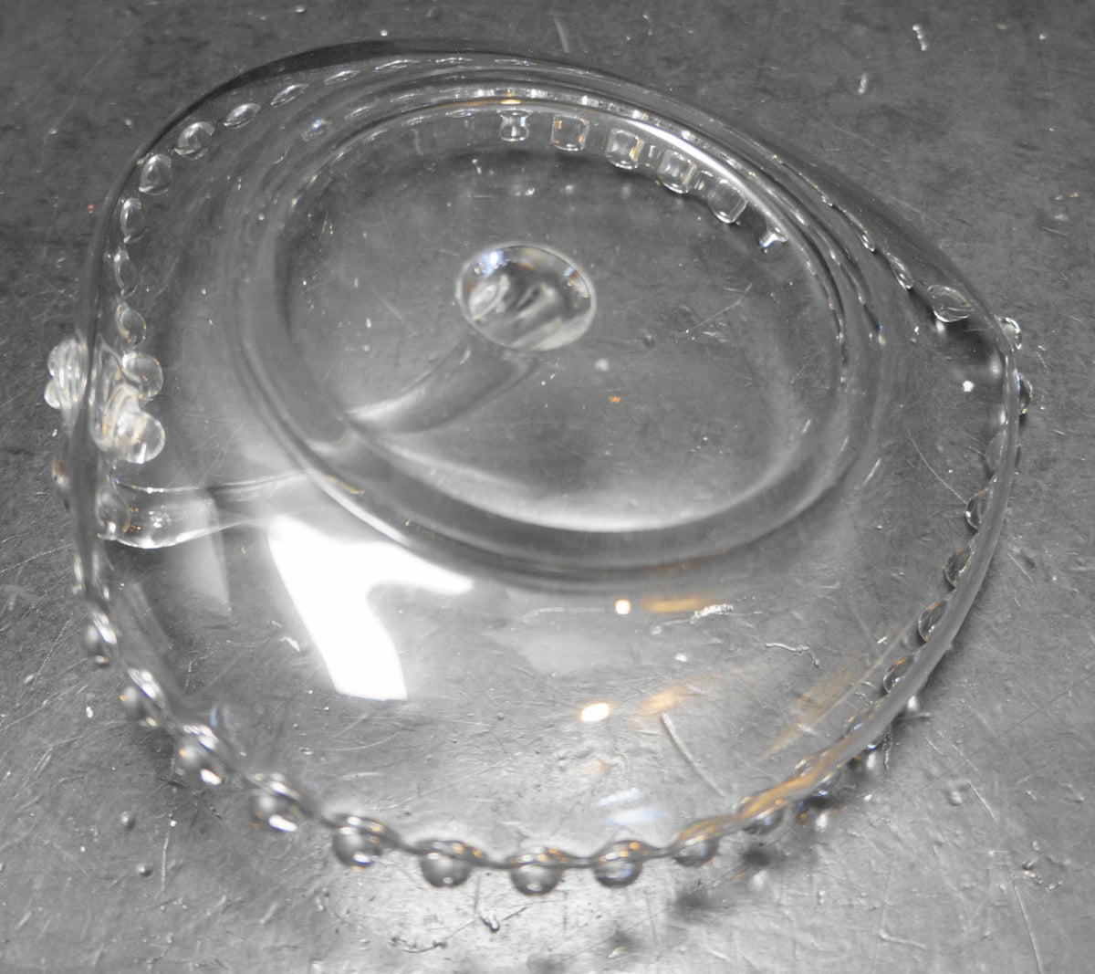 SOLD Imperial Candlewick Small Heart Shaped Center Handle Wafer Tray
