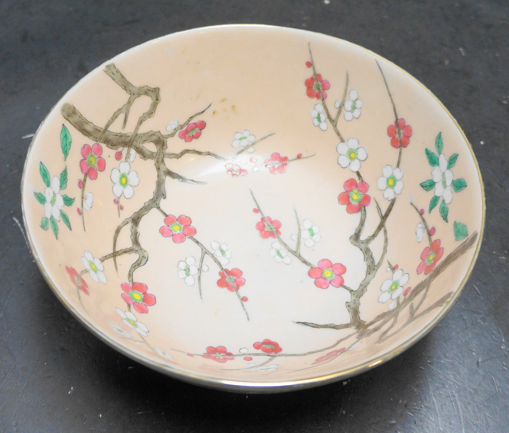 SOLD Cherry Blossom Hand Painted Pink Porcelain Display Bowl 8 IN