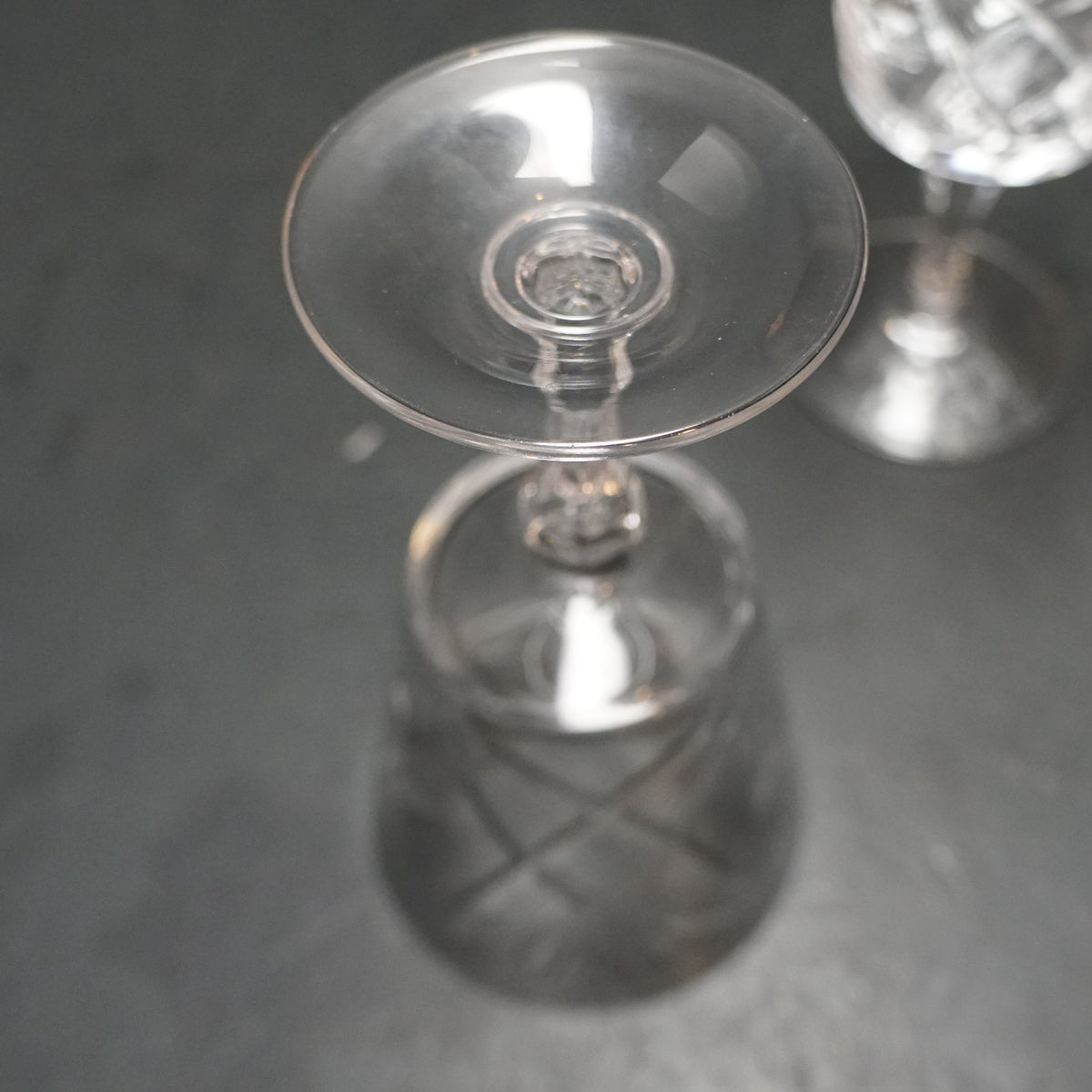 Bohemian Hand Cut Crystal Pinwheel Star Fan Cross White Wines Set of 4