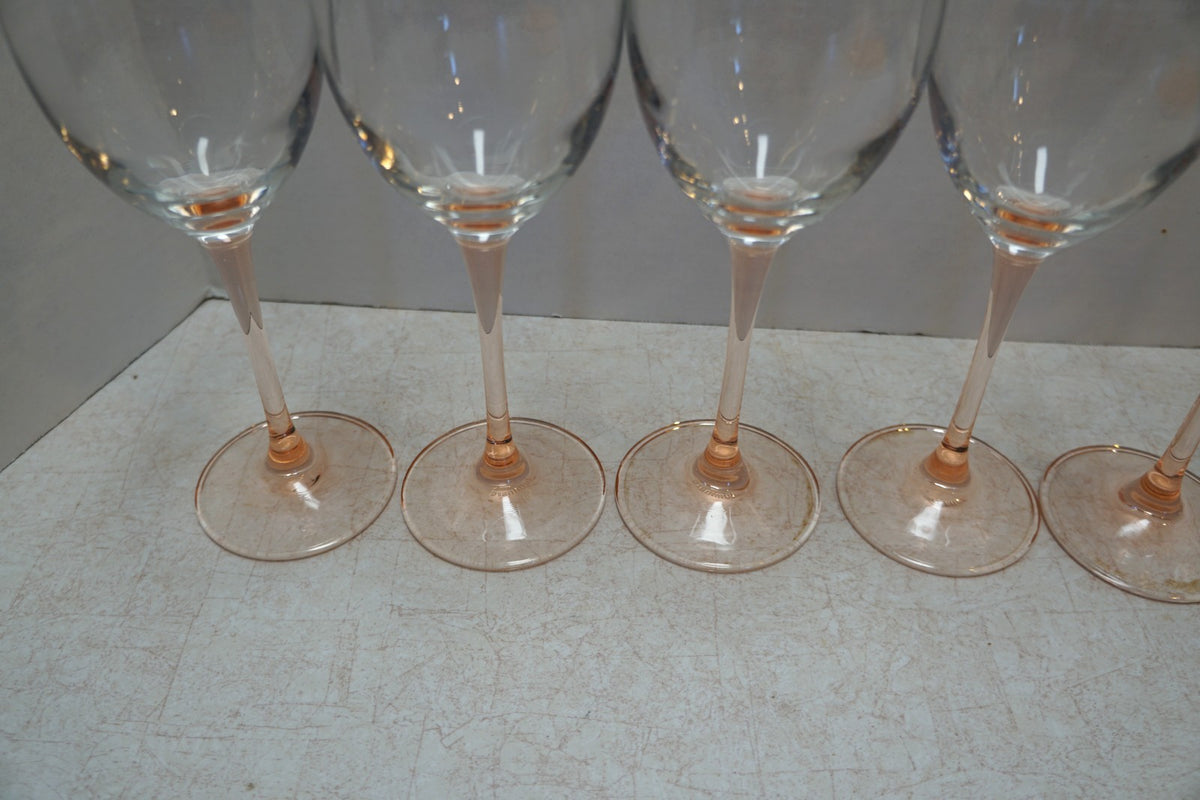 Luminarc Cristal d'Arques Durand Rose Pink Stem Claret Wine Glasses Set of 6