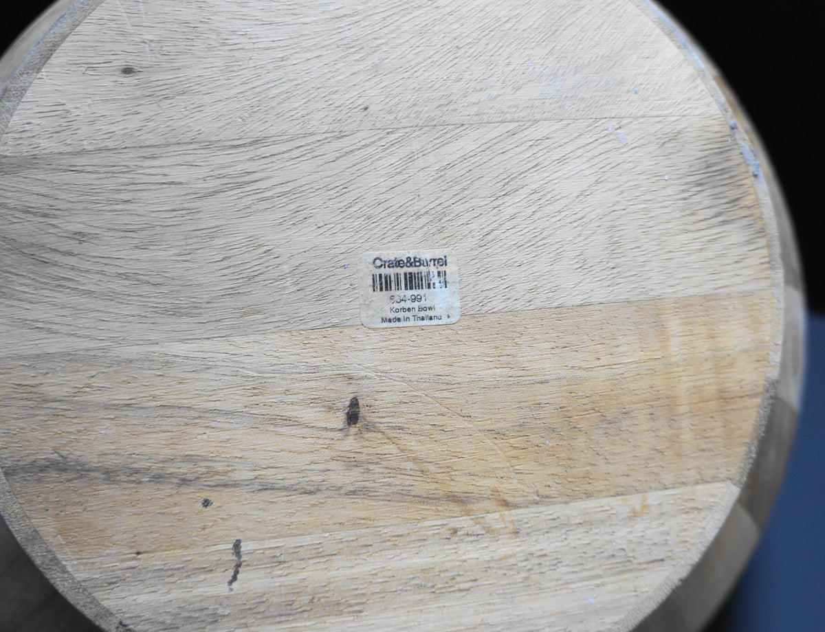 Crate and Barrel Wood Korben Huge 15" Bowl Made in Thailand