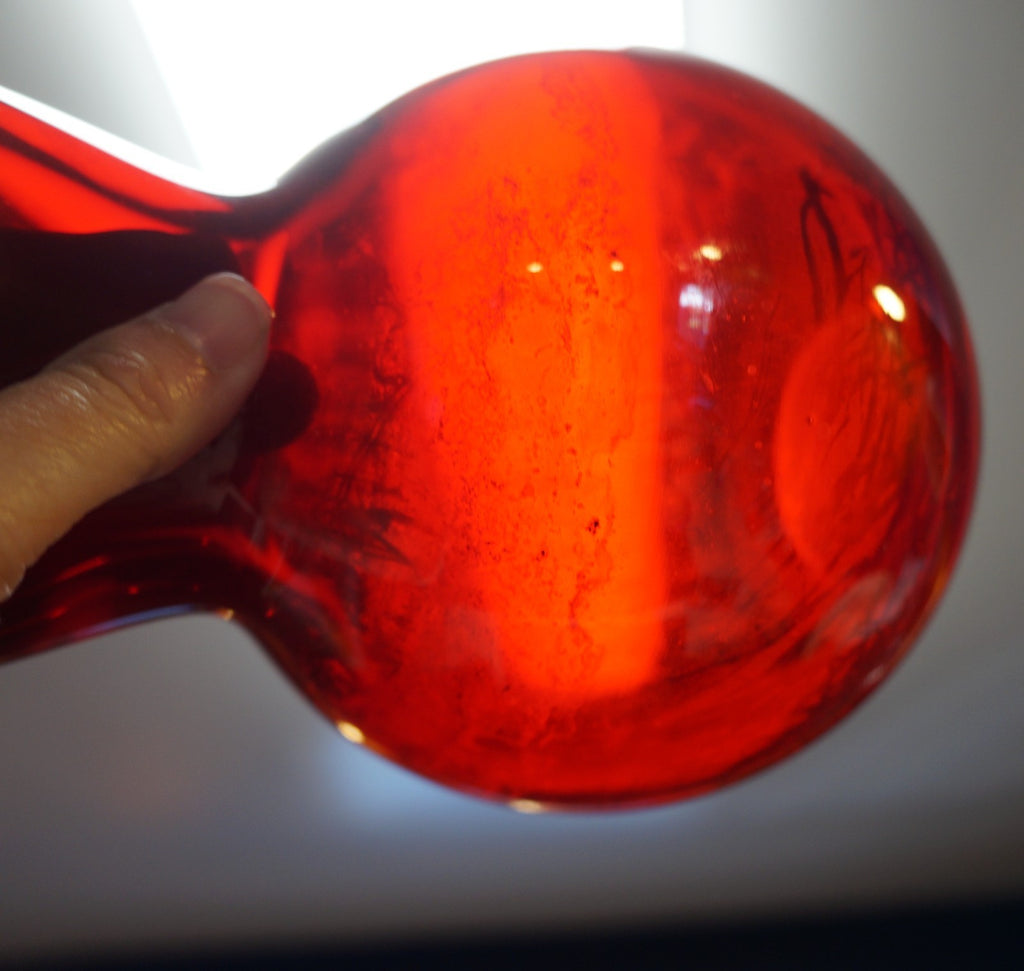 Ruby Red Glass Vase Ground Rim 7 3/4 IN