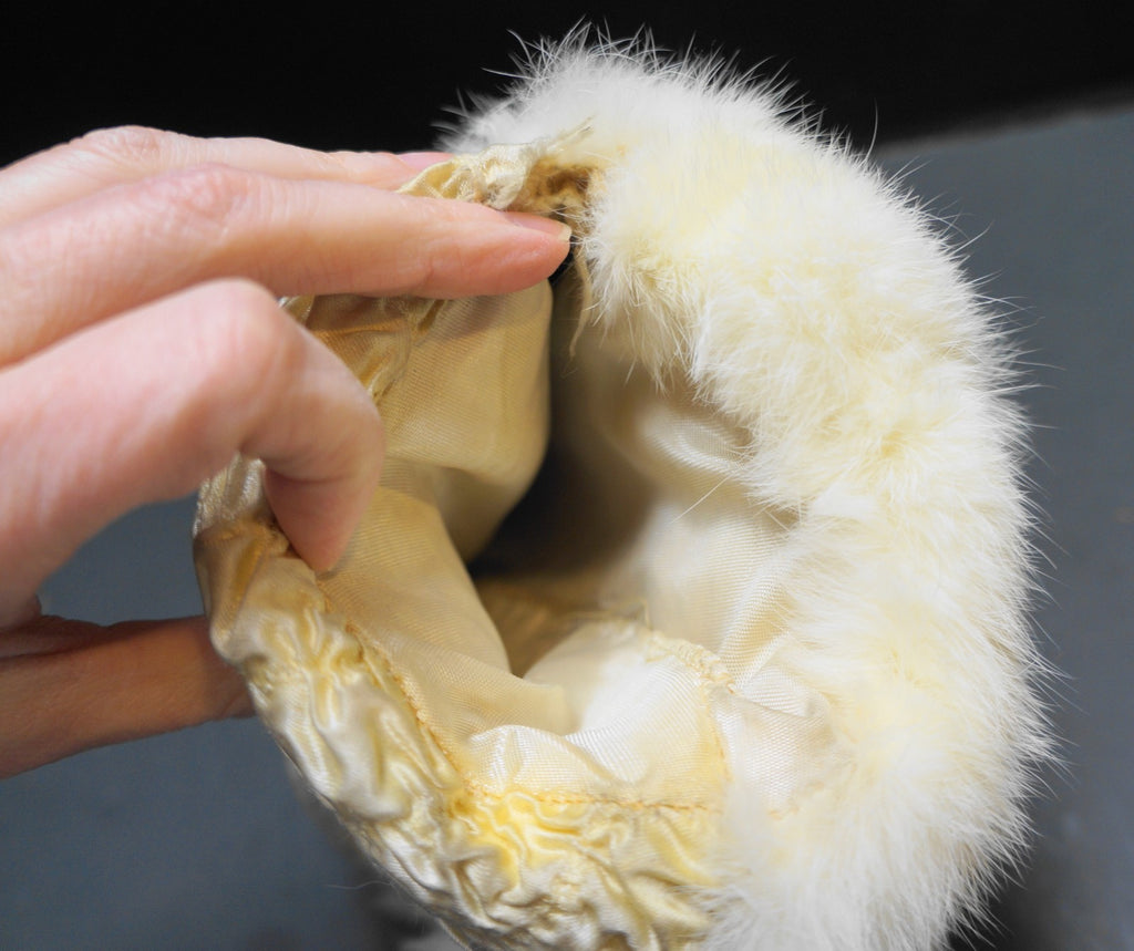 Vintage Cream Rabbit Fur Ladies Muff