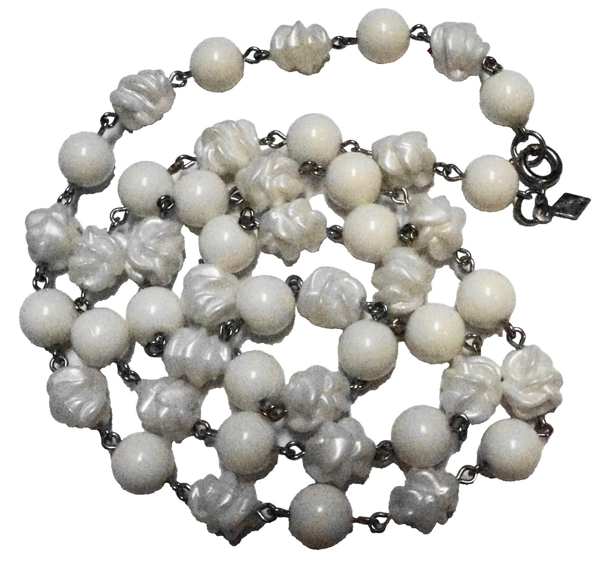 Sarah Coventry Summer Magic White Beads Round Textured Necklace