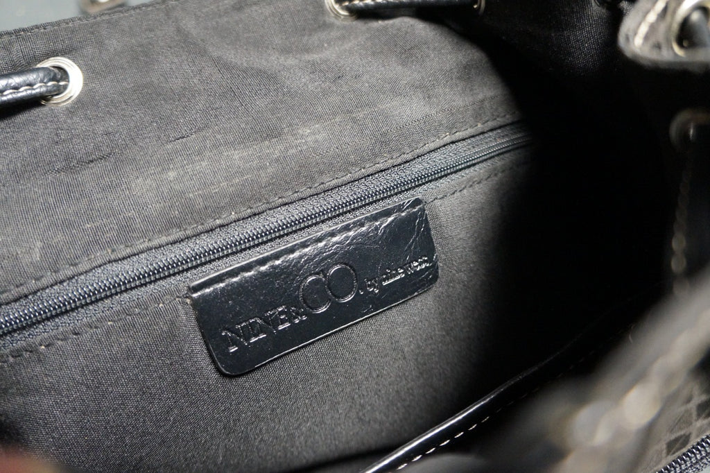 Nine & Co Black Jacquard Backpack Purse