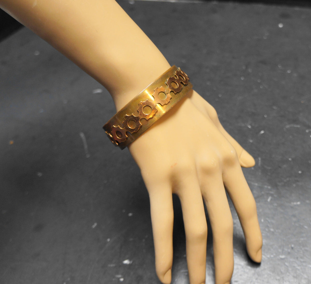 Copper Cuff Bracelet Appllied Gear Decoration
