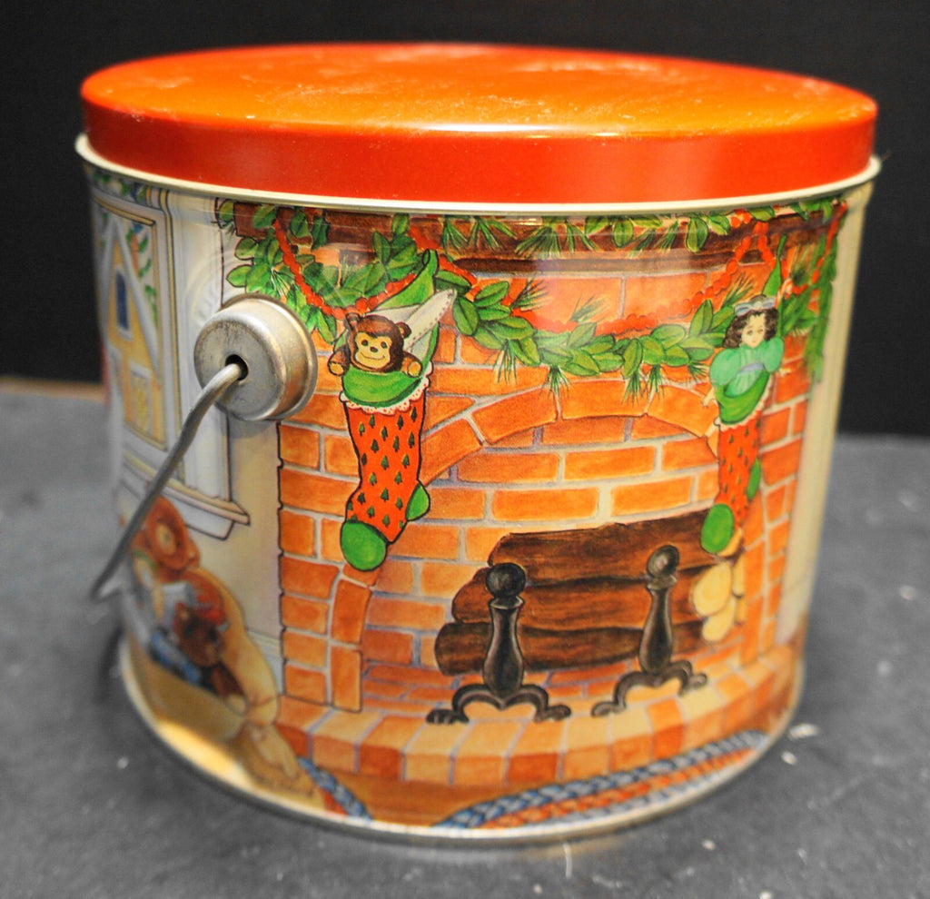 Christmas Pail Bucket Santa Tree Fireplace L. Kearney David Art