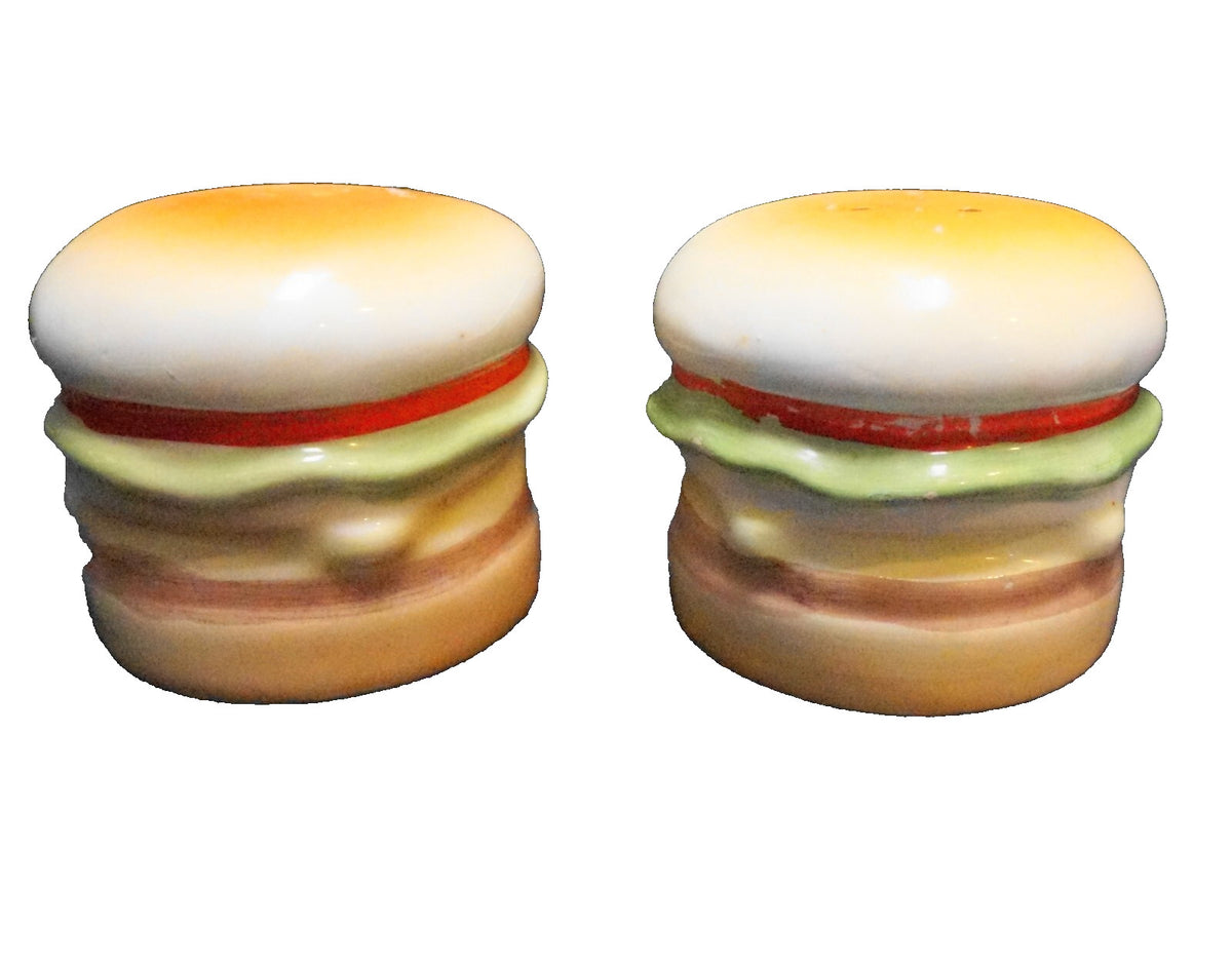 Cheeseburger Hamburger Ceramic Salt Pepper Shakers