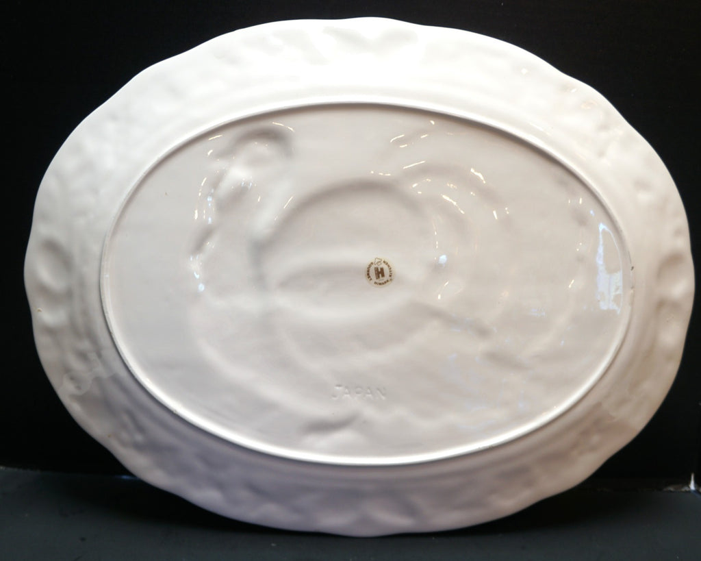 Himark Gourmet Kitchen White Embossed Turkey Platter Japan 19 x 14