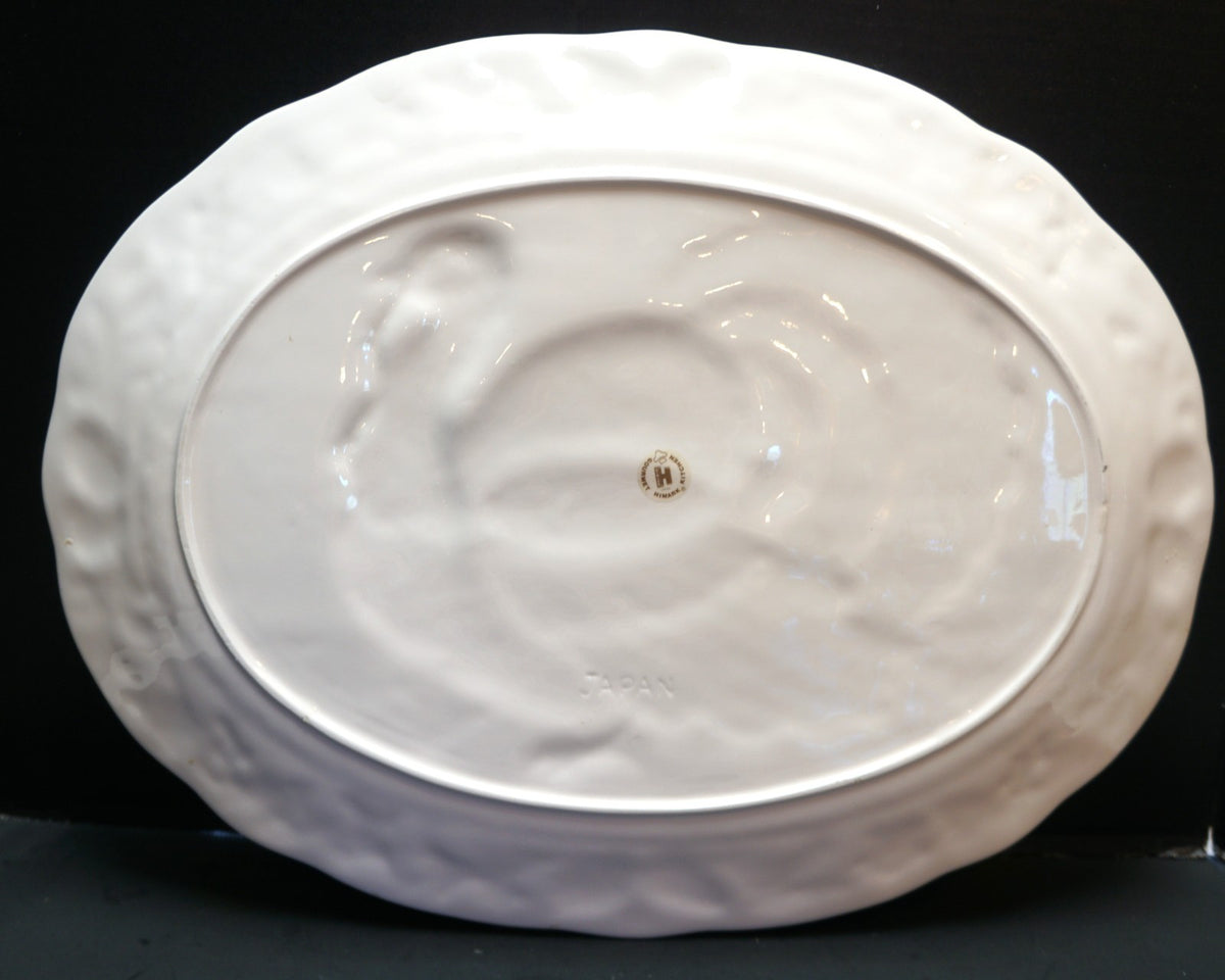 Himark Gourmet Kitchen White Embossed Turkey Platter Japan 19 x 14