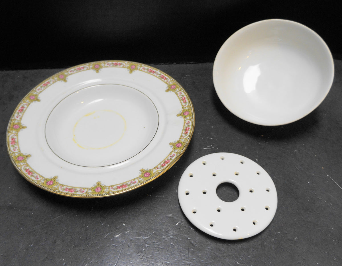 U.C. Limoges FB&CO France Round Domed Butter Dish With Strainer