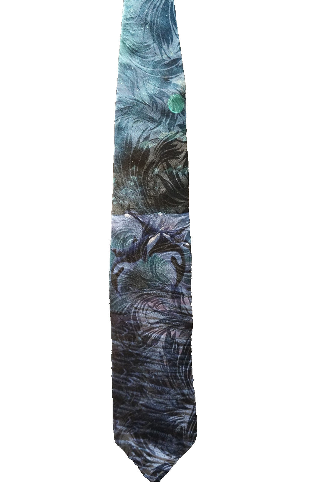 Wembley Endangered Species Dark Blue Black Marine Life Whales Jacquard Silk Tie
