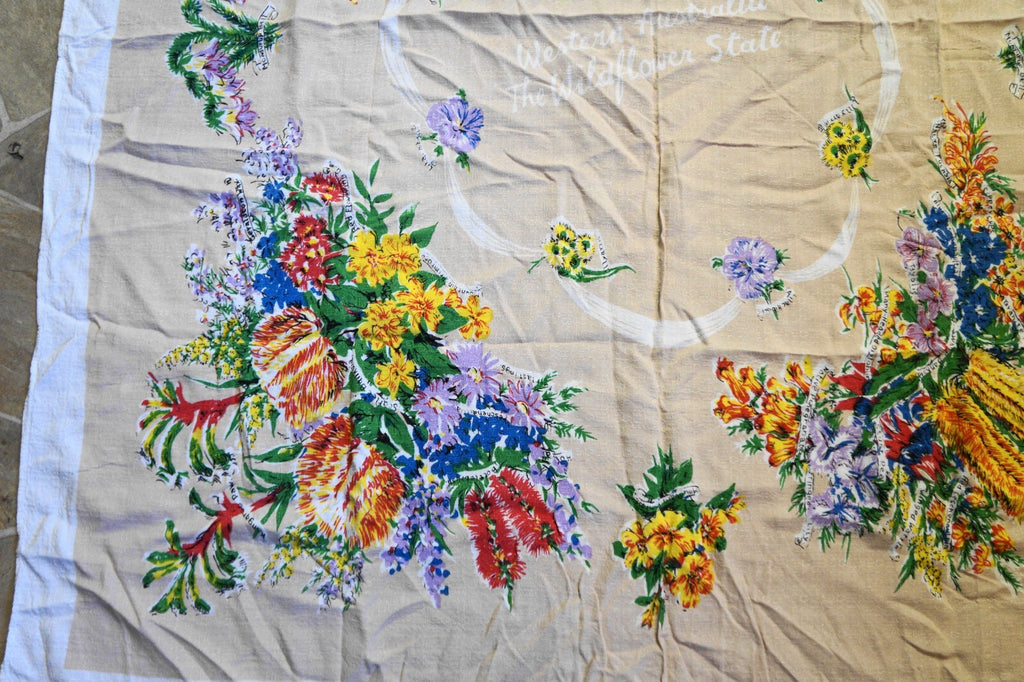 Western Australia The Wildflower State Small Tablecloth Beige Background Floral