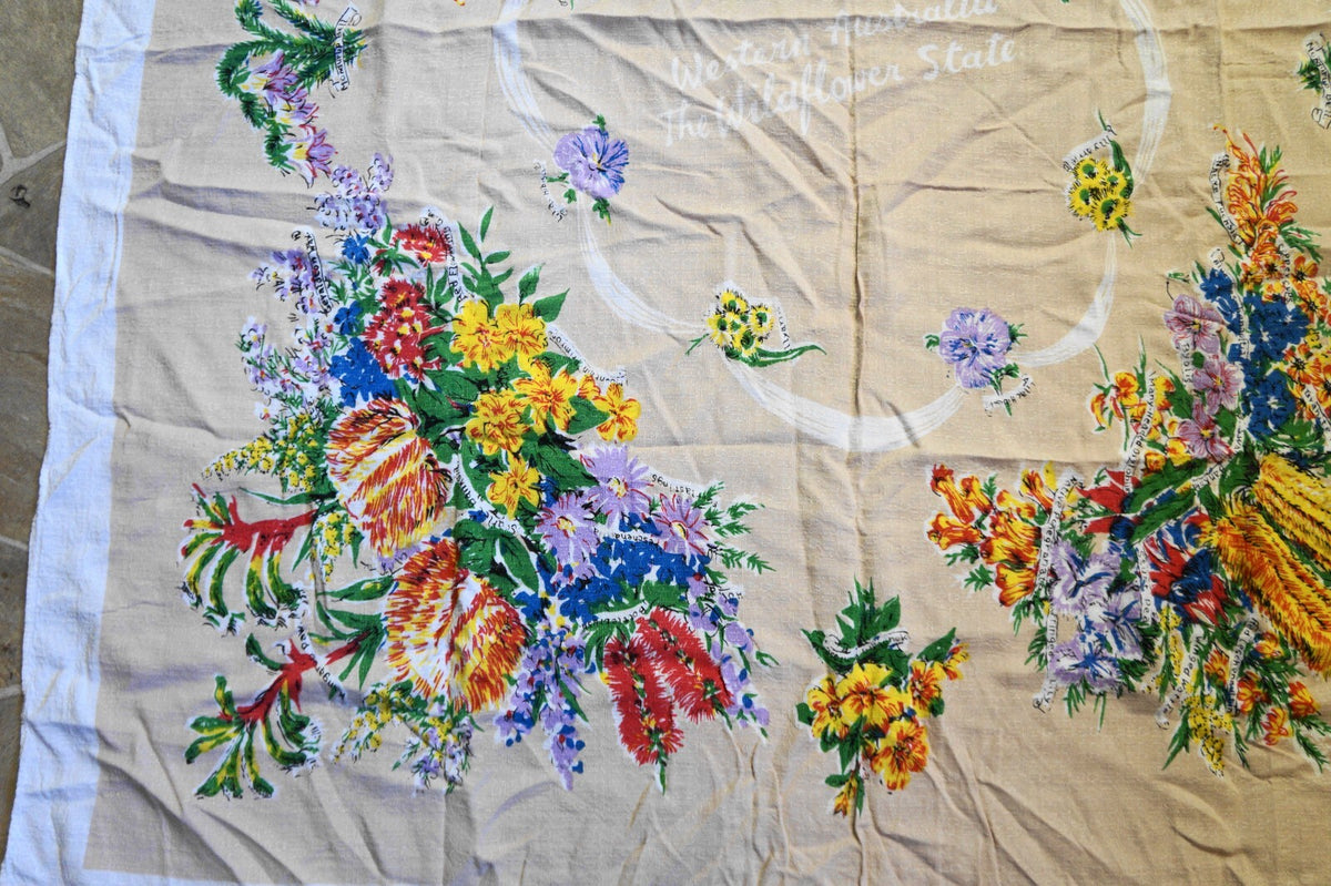 Western Australia The Wildflower State Small Tablecloth Beige Background Floral