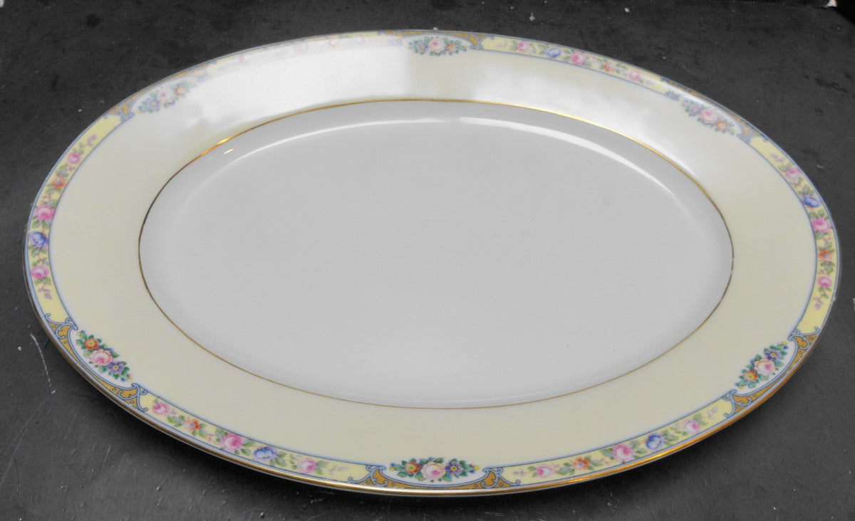 Thomas Germany 3816 Oval Platter 15" Floral Band Cream Rim Scrolls