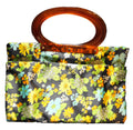 Lady's Pride Satin Floral Folding Tote Bag Clutch 1960s Flower Power Lucite Hand