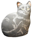 Adeline Halvorson Gray Tabby Cat Fabric Stuffed Doorstop 11" Weighted Base