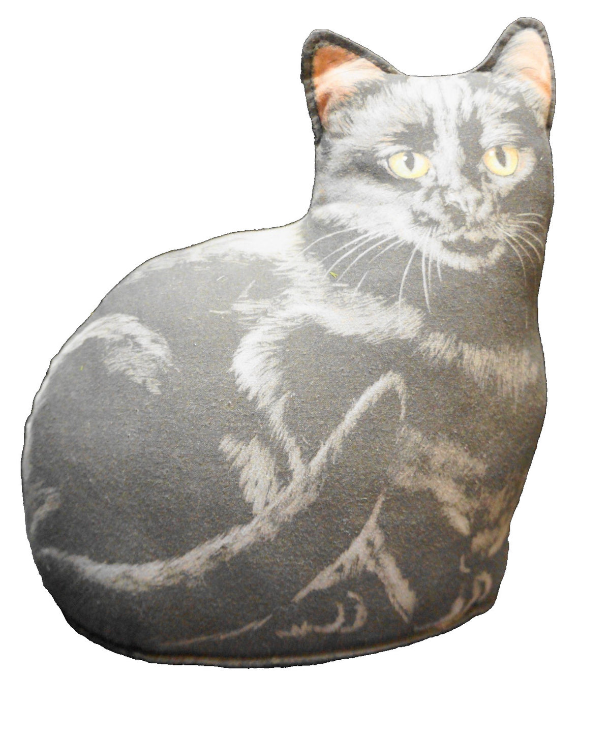 Adeline Halvorson Gray Tabby Cat Fabric Stuffed Doorstop 11" Weighted Base