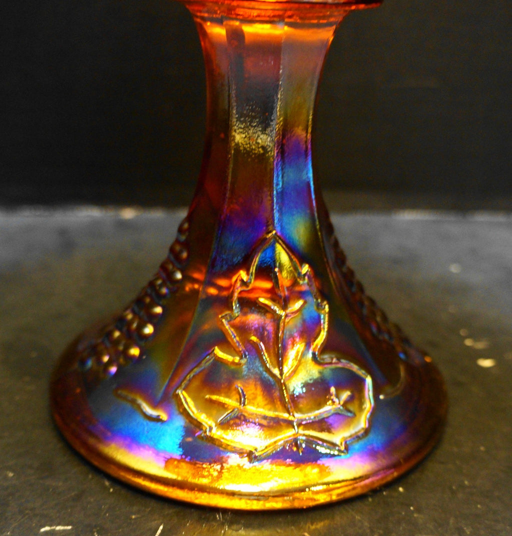 Indiana Glass Harvest Grape Carnival Marigold Amber Round Compote
