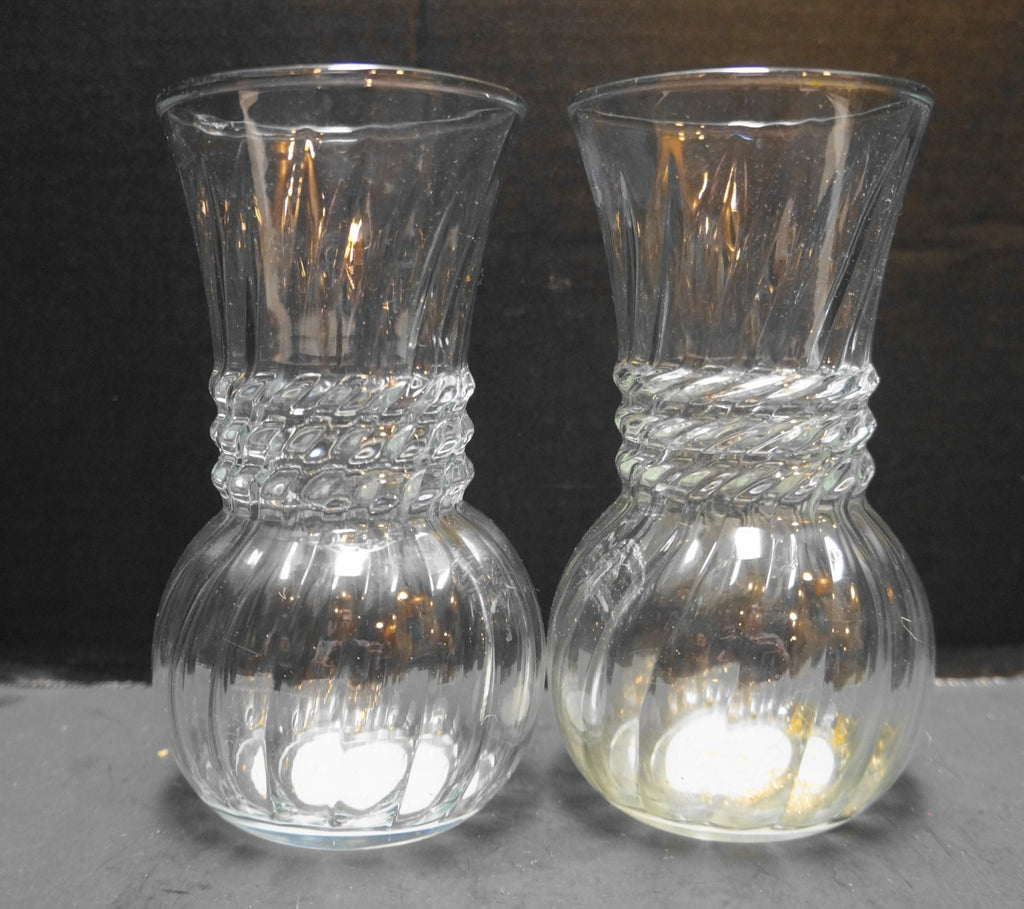 Indiana Glass Illusions Clear Spiral Optic Small Vases Pair