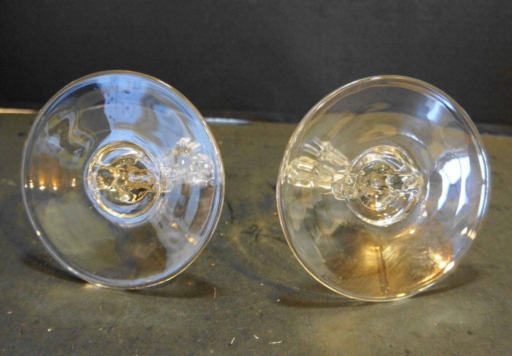 New Martinsville Janice Clear Depression Elegant Glass Candle Holders Pair