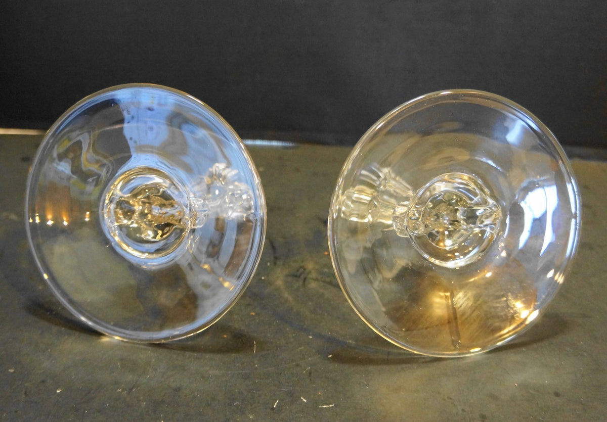 New Martinsville Janice Clear Depression Elegant Glass Candle Holders Pair