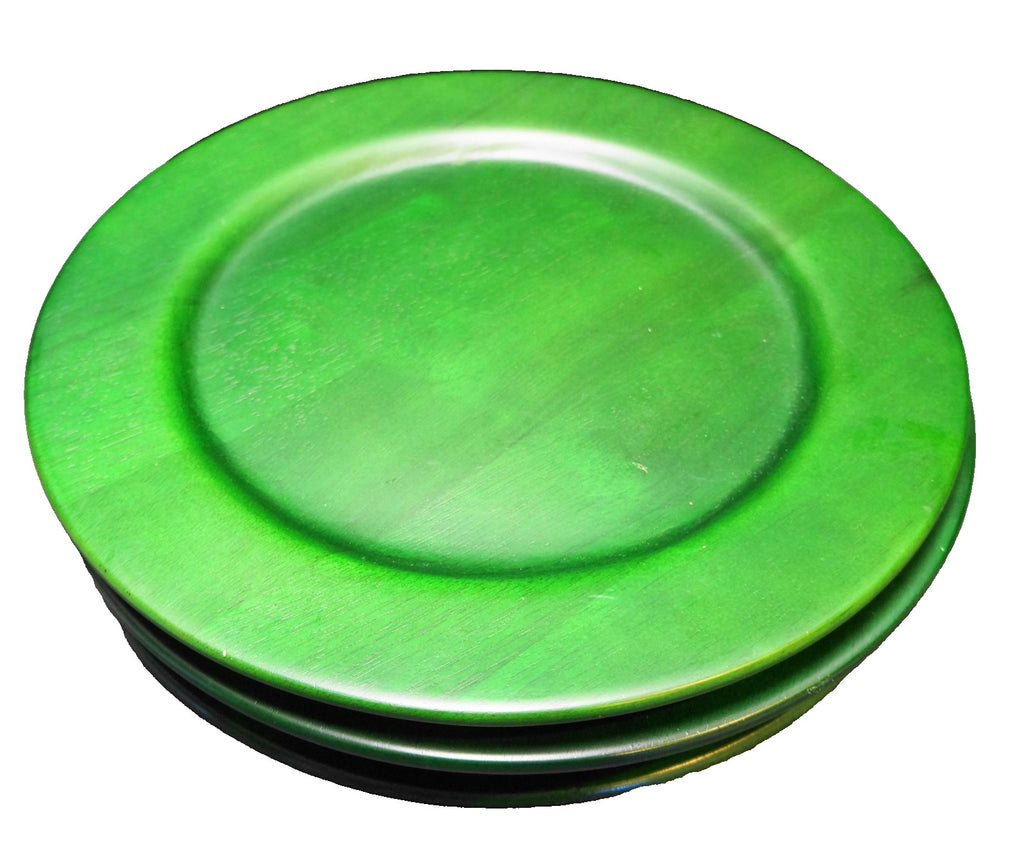 Emerald Green Wood Charger Plates Set of 4 Thailand