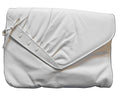 White Vinyl Faux Leather Clutch Purse Made in Taiwan 1980s