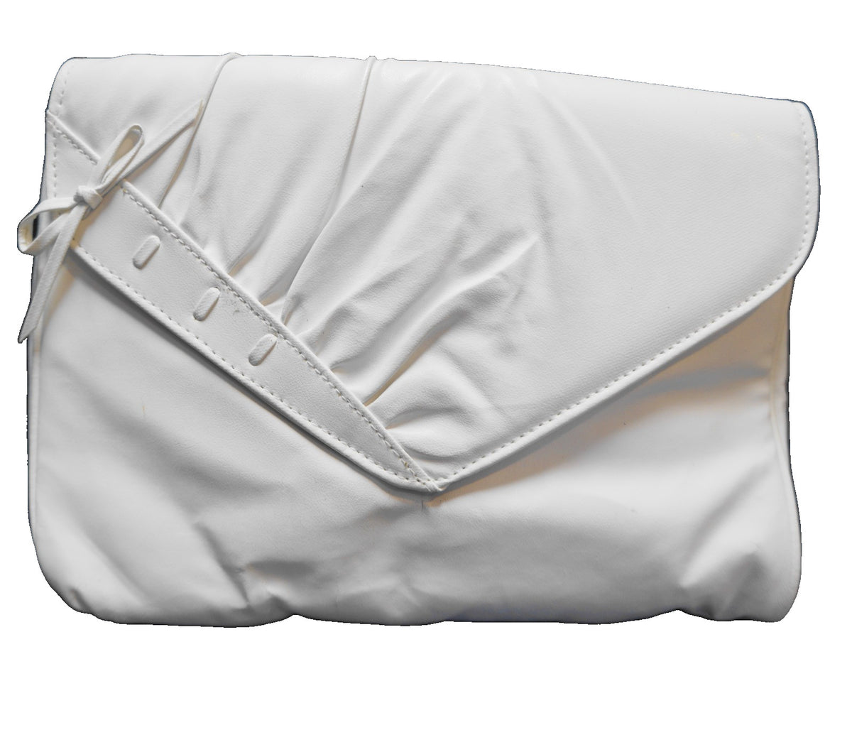 White Vinyl Faux Leather Clutch Purse Made in Taiwan 1980s