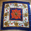 Lion Medallion Equestrian Polyester Scarf Made in Korea 34 IN