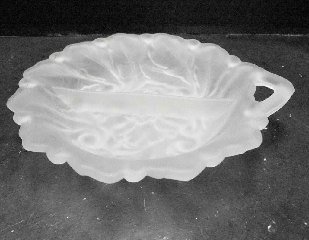 Indiana Glass Wild Rose Clear Satin Frosted Glass Divided Relish