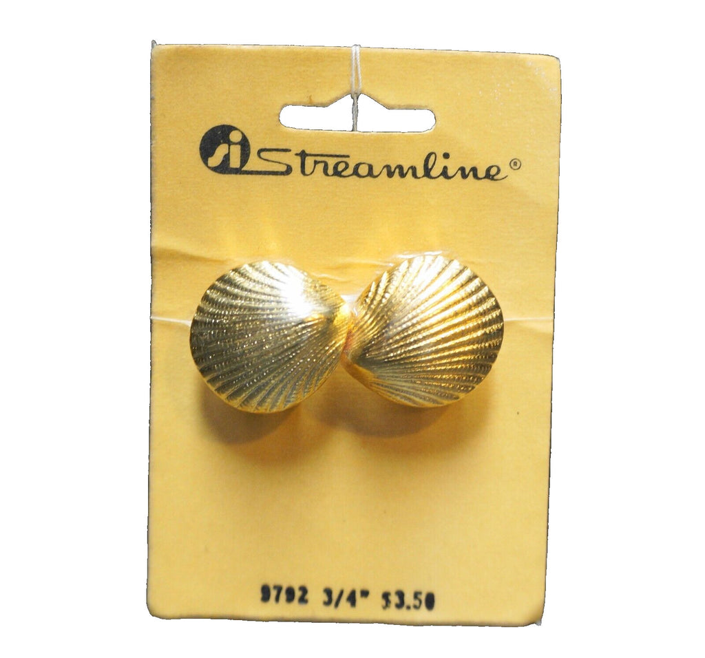 Streamline Vintage Clamshell Gold Tone Belt Buckle New Old Stock
