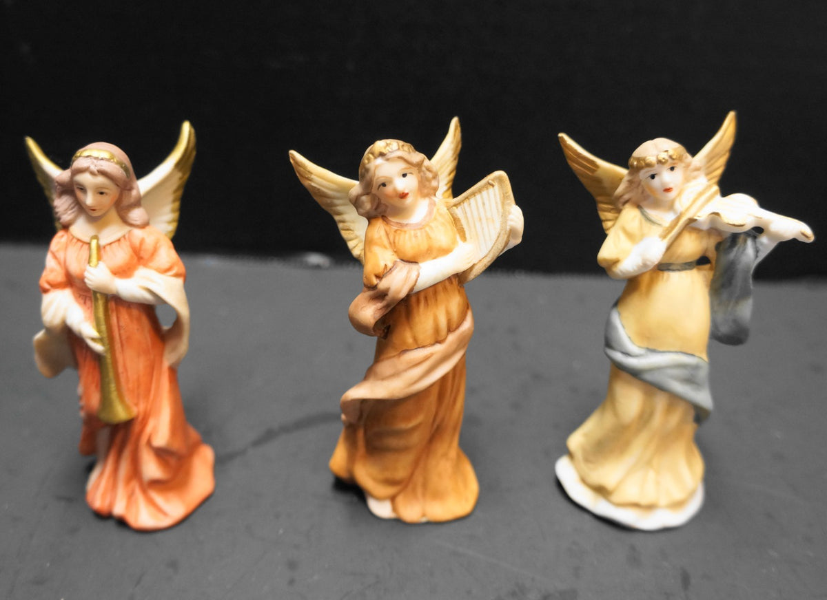 Russ Berrie Angel Musician Figurines Bisque Hand Painted Porcelain