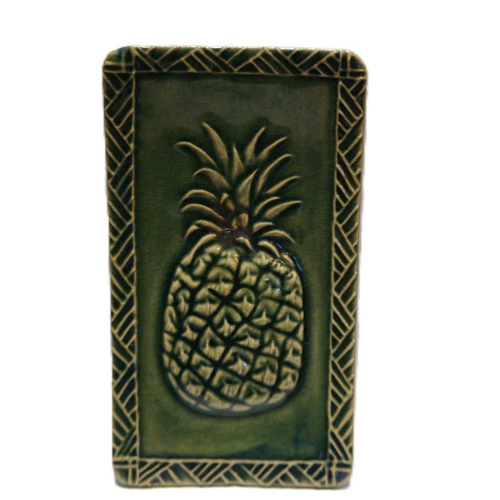 Bob Hoenig Pottery Maui Hawaii Green Glazed Pineapple Dish 5 3/4" x 3 1/4"