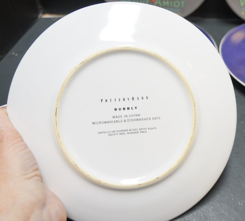 Pottery Barn Bubbly Champagne Themed Salad Plates Set of 5