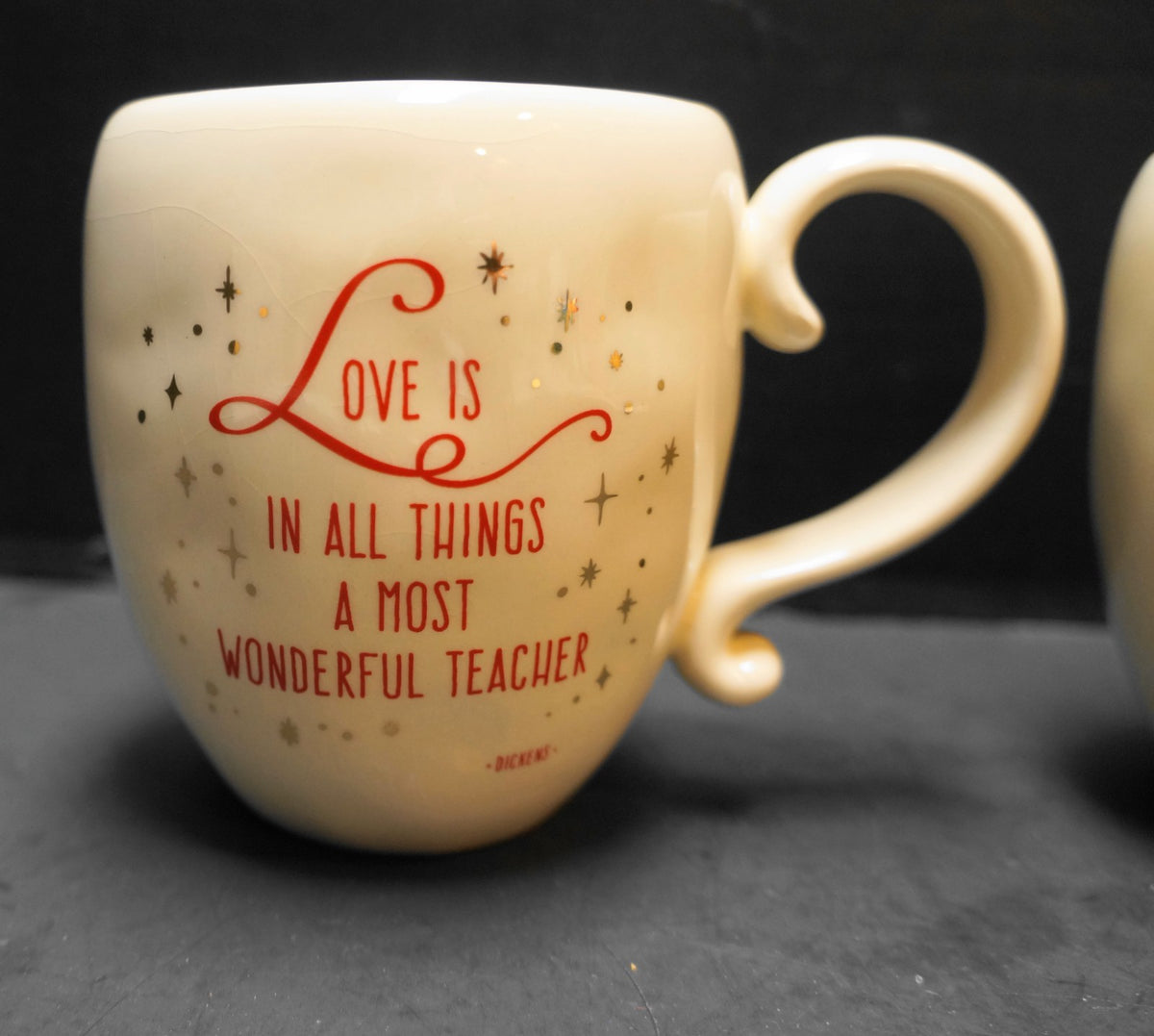 Grasslands Road Mugs Pair Love Laughter Cream Red Gold