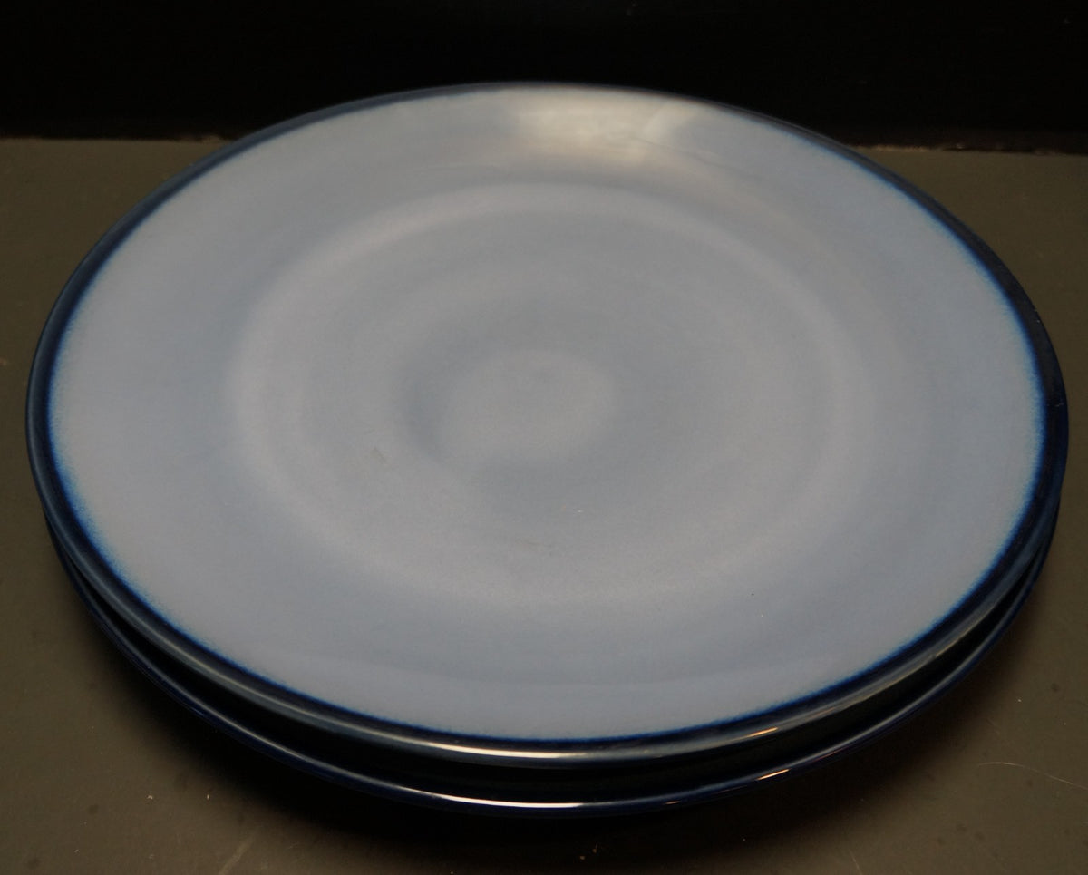 Sango Nova Blue Chop Plates Round Platters Pair 12"