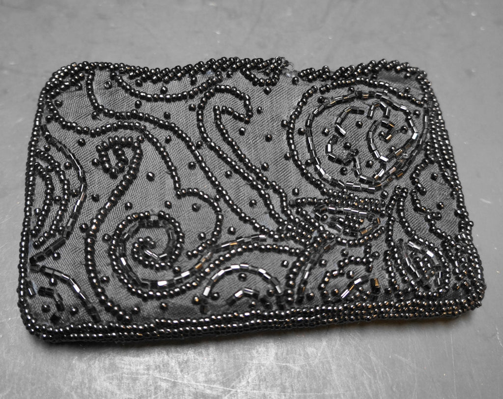 Amanda Smith Black Beaded Satin Coin Purse