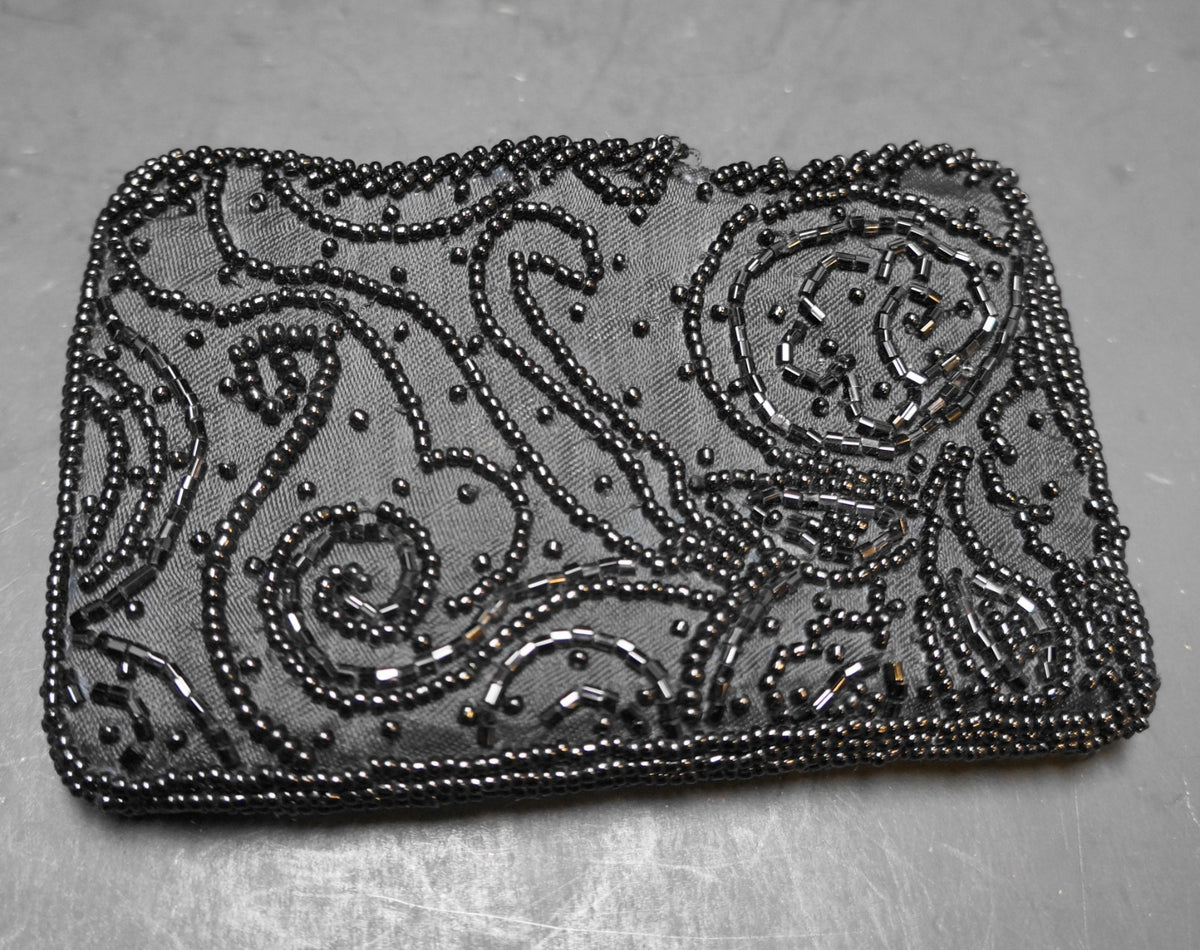 Amanda Smith Black Beaded Satin Coin Purse