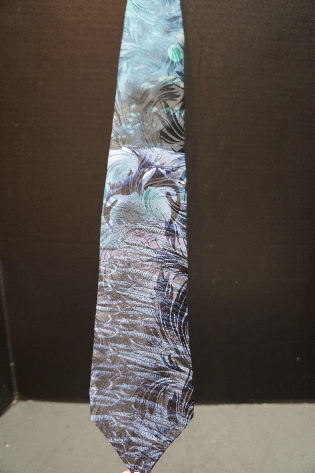Wembley Endangered Species Dark Blue Black Marine Life Whales Jacquard Silk Tie