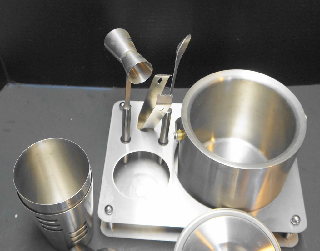 Stainless Steel Cocktail Bar Set 6 Pieces Ice Bucket Shaker Shot Tongs Tray
