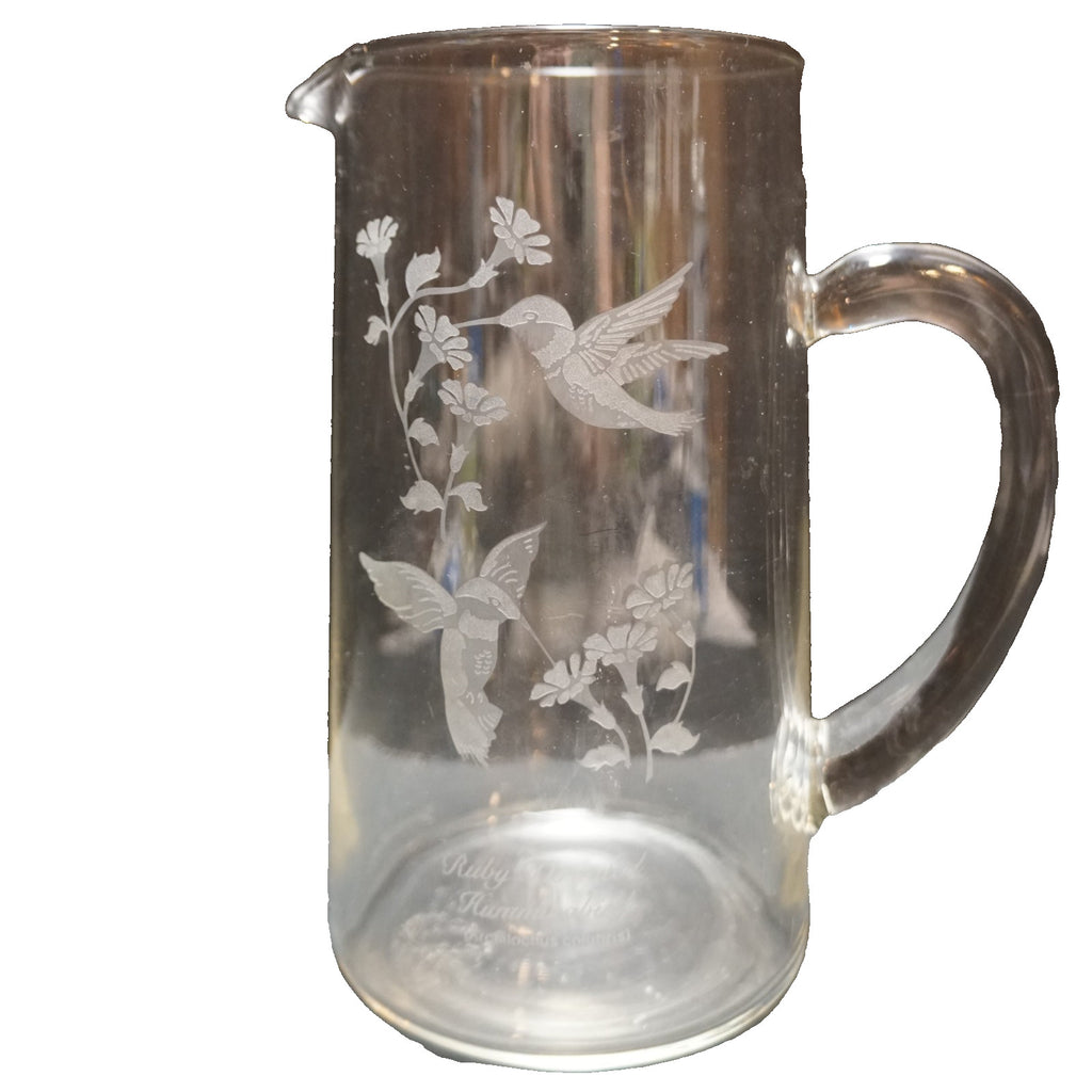 Ruby Throated Hummingbird National Wildlife Federation Blown Glass Pitcher