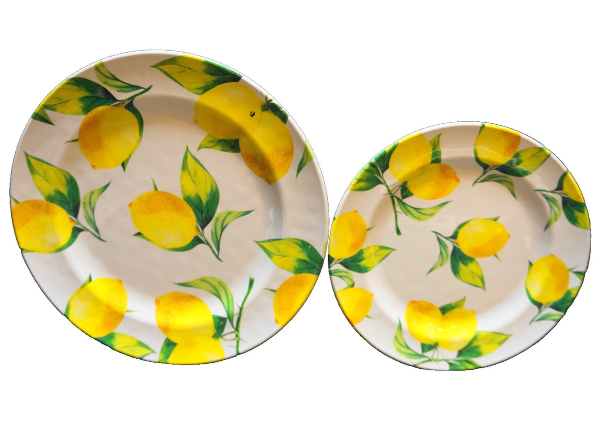 Oak Lane Lemon Dinner Salad Plates Pair Melamine Plastic